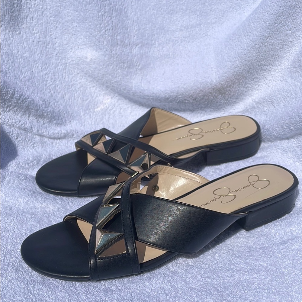 Jessica Simpson Black Leather Crisscross Straps